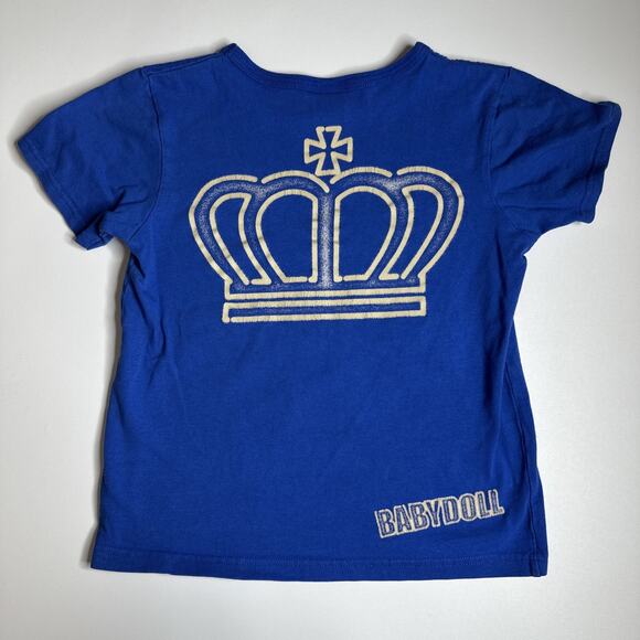 Y2K Babydoll Japan Crown Logo Tee Blue XS Graphic Harajuku Streetwear Kawaii - Picture 4 of 8